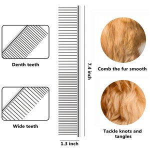 Stainless Steel Pet Grooming Comb Dog Dematting Comb That Removes <b>Dead</b> Matted Knotted Hair <b>Simple</b> Style with Finishing Fluffing - Product Image 3