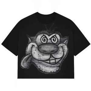 Camisetas desgastadas lavadas con ácido, camisetas de algodón 100% en blanco de gran tamaño, camiseta Boxy Fit Vintage recortada, camiseta Boxy Fit - Product Image 1