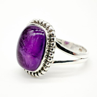 Bijoux de bague en pierres précieuses faits à la main en argent sterling 925 avec améthyste naturelle au prix d'usine en gros directement de l'Inde