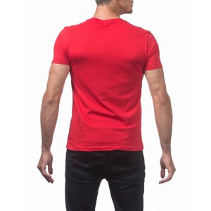 Camiseta de Manga Corta con Cuello en V Roja para Hombre, 100% Algodón Orgánico, Corte Ajustado, Informal, Jersey de Algodón, Color Sólido, Básica - Product Image 2