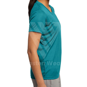 Camisetas de gimnasio para mujer, respetuosas con el medio ambiente, diseño profesional, camiseta de entrenamiento de manga corta de secado rápido para mujer - Product Image 3