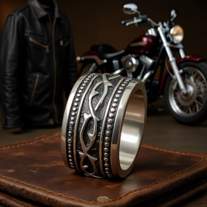 Anillo de Motero Vintage para Hombre, Talla 7-13, Acero Inoxidable con Acabado Plateado SR58, Vendedor de EE. UU. - Product Image 3