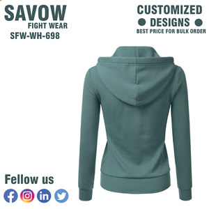 Sweat-shirts d'hiver unis pour femmes, en coton, coupe oversize, style streetwear, vestes zippées en polaire, personnalisables, décontractés, vente en gros - Product Image 2