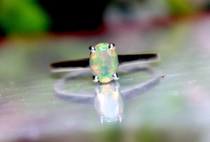 Anillo de ópalo etíope, Plata de Ley 925 hecha a mano, joyería de piedra natal de octubre, conjunto de puntas, anillo de regalo para mujer - Product Image 6