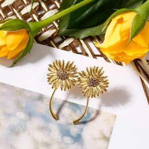 Jeulia Sunflower Painting Inspired Sterling <b>Silver</b> <b>Stud</b> Earrings - Product Image 6