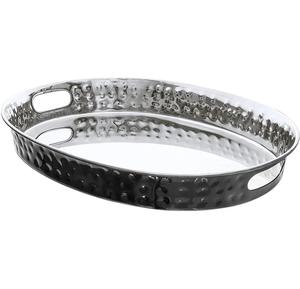 Plateau de service en métal couleur argent de haute qualité fabriqué à la main en gros avec poignées - Product Image 1