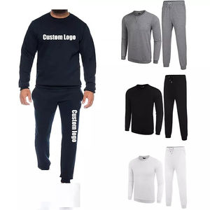 Conjunto de sudadera y pantalones de chándal para hombre a precio barato, chándal de diseño transpirable de talla grande de algodón liso de 2 piezas - Product Image 6