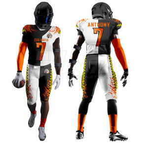 Ensemble d'uniformes de football américain de haute qualité Matériau durable avec pantalon rembourré respirant et manches courtes - Product Image 2