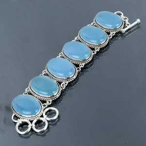 Customized Aquamarine Gemstone 925 Sterling Silver Bracelet Excellent Quality Handmade Designer Jewelry Engagement <b>Anniversary</b> - Product Image 3
