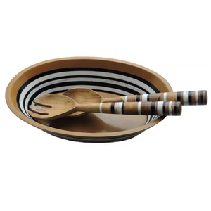 Juego de 3 piezas de cuenco para servir de madera de Acacia con estampado esmaltado, cuenco de madera para servir comida de diferentes tipos, cuenco de madera para restaurante y boda - Product Image 6