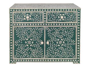 Incrustation d'os présentant des designs de luxe intégrés Armoire de chevet Table de chevet incrustation d'os Meubles de salon de l'Inde - Product Image 5