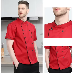 Venta al por mayor personalizable Chef abrigos impresión camisa de manga corta restaurante Gerente uniforme bar restaurante - Product Image 2