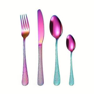 Couverts en acier inoxydable idéal cuisine table café maison 3 couleur plaqué fini couverts suspendus conception poignée ensemble de 3 ustensiles - Product Image 2