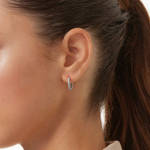 <b>14k</b> <b>Gold</b> Lab Grown Diamond <b>Hoop</b> <b>Earrings</b> with Huggies Design - Product Image 3