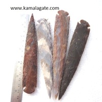 Pointe de lance en agate indienne taillée à la main de 9 pouces, grande taille, en jaspe, pierre semi-précieuse, pointe de silex, objet de collection du Gujarat