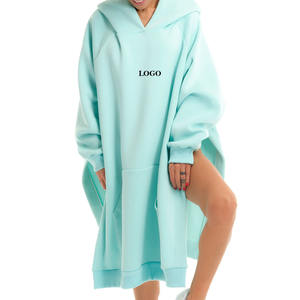 2024 de talla grande de algodón de línea larga sudaderas con capucha de peso pesado para mujer - Product Image 5