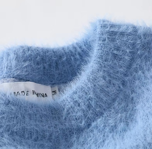 Men's Acrylic Knit Pullover <b>Sweater</b> Streetwear <b>Rainbow</b> Texture Fuzzy Long Sleeve Front Logo Customizable - Product Image 6