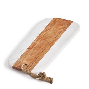 Ensemble de planche à découper en bois d'acacia avec design élégant en marbre Accessoire de cuisine avant - Product Image 2