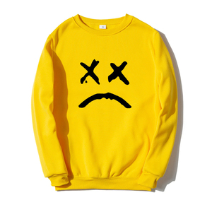 OEM Venta al por mayor de ropa informal de algodón en blanco Sudadera para hombre Sudadera de cuello redondo personalizada Mezcla Sudadera de algodón con estampado de cara triste para hombres - Product Image 3