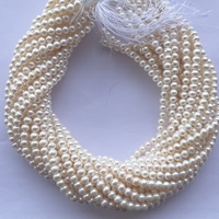 Perles d'eau douce naturelles de 5 mm et 6 mm, couleur crème, coupées lisses, pour la création de bijoux, certifiées IGI, qualité AAA
