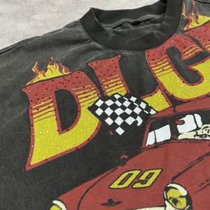 Camiseta de punto de algodón 100% de 300GSM para hombre, de corte holgado, estilo hip-hop de lujo vintage, personalizada en 3D, con detalles DTG y pedrería. - Product Image 2