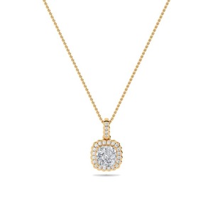 Colgante de Diamante Corte Almohada con Halo Simple de 0.50 Ct, Diamante Cultivado en Laboratorio en Platino, para Bodas, Compromisos y Fiestas - Product Image 2