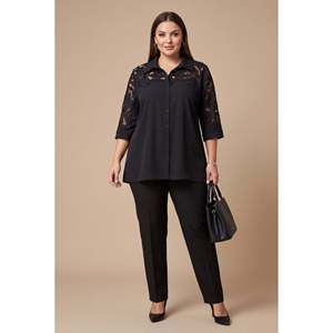 Chemise noire à détails Gupur, grande taille - Product Image 4