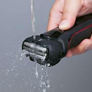 Afeitadora eléctrica negra para uso en seco y húmedo, 3 cuchillas, 2 accesorios, 50 minutos de duración de la batería, 1 hora de carga, IPX7, cabezal de repuesto facial, lavable, segura - Product Image 2