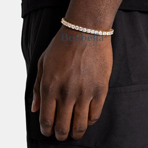 Wholesale BUEBELLA JEWELS 5mm 18k Gold Plated <b>925</b> <b>Sterling</b> <b>Silver</b> Moissanite Hiphop Style Tennis <b>Bracelet</b> for Men's Gifts - Product Image 1