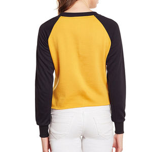 Venta al por mayor de las mujeres raglán bordado Terry cuello redondo sudadera 300g tela peso impresión Digital invierno Casual mangas completas - Product Image 3