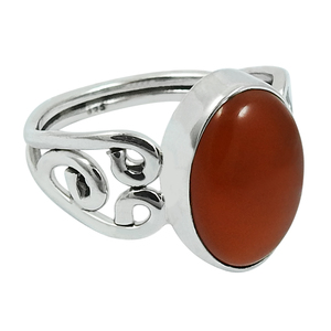 เครื่องประดับเงินสมัยใหม่ 925 เงินสเตอร์ลิงธรรมชาติ Carnelian อัญมณีรูปไข่แหวนคลาสสิกขายส่งราคาโรงงานซัพพลายเออร์ - Product Image 1