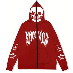 Sudadera con Capucha Personalizada de Moda, con Cremallera Completa, Diseño de Calavera, Informal, para Hombre, Novedad 2025 - Product Image 5