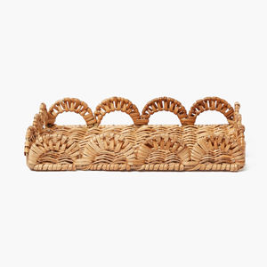 Petit plateau de service en rotin rectangulaire à bord festonné Plateau en rotin tissé pour exposer des aliments ou des articles chéris fabriqués au Vietnam - Product Image 2