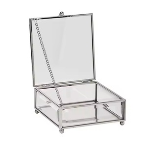 Boîte de rangement de bijoux décorative en verre biseauté fabriquée à la main en acier inoxydable de haute qualité et verre biseauté - Product Image 2