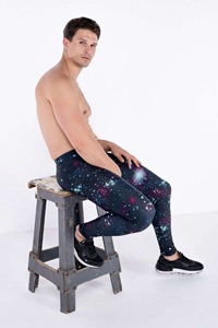 Men's Running <b>Tights</b> Sports Male Fitness Training Quick Dry Black galaxy Print Leggings Casual Jogger Pants - Product Image 6