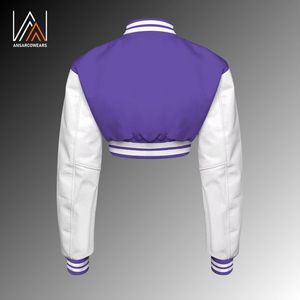 Chaquetas Varsity Cortas Personalizadas de Moda para Mujer, Talla Grande, con Forro de Algodón, Impermeables y Personalizables - Product Image 3