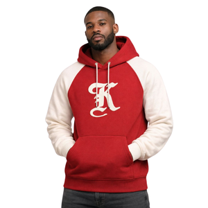 Felpa con Cappuccio Kappa Alpha Psi Rossa con Ricamo in Ciniglia Stile Old English K, Manica Raglan, Fraternità Greca Nupe 1911, Top in Pile Premium - Product Image 1