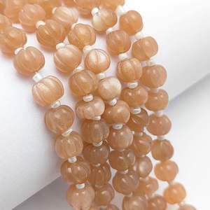 Brins de perles de citrouille en pierre de lune pêche - Product Image 5