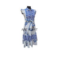 Robe longue en coton confortable et élégante pour femme, imprimé floral/uni fait main, décontractée, pour les fêtes ou le quotidien, simple, boutonnée, style doux