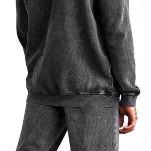 Wholesale Heavyweight Acid Wash <b>Hoodie</b> and Sweatpants Set Plain Blank Vintage acid washed tracksuit for Men - Product Image 5