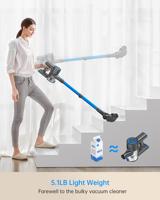 Aspirateur balai sans fil pour voiture et maison, autoportant, avec phares LED, rechargeable, léger, pour tapis secs, sols durs et poils d'animaux, filtre HEPA