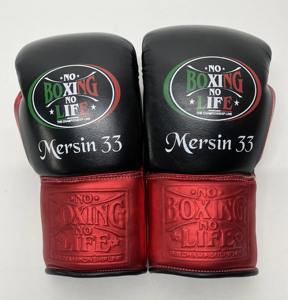 Gants de boxe personnalisables No Boxing No Life - Cuir de vachette de haute qualité, rembourrage épais à 4 couches, fermeture à lacets pour les arts martiaux - Product Image 1