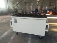 Conteneur à déchets mobile galvanisé à levage frontal pour chariot élévateur avec roues et couvercles en plastique