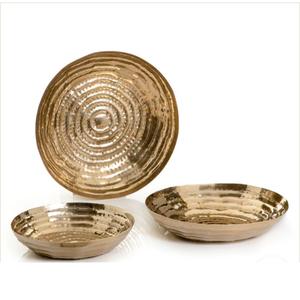 Plato de servicio con borde en relieve para decoración de mesa de fiesta de boda Uso de servicio de catering Bandeja de servicio de metal con acabado dorado - Product Image 6