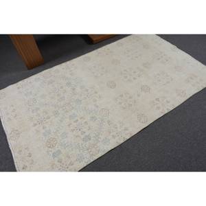 Tapis moderne en laine blanche de 3.8x6.9 pieds, tissage plat turc, patchwork, support en latex pour décor de salon pour adolescents - Product Image 2