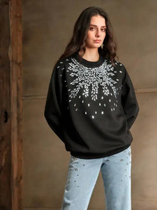 เสื้อสเวตเชิ้ตประดับคริสตัลแบบโอเวอร์ไซส์ คอกลม สไตล์สตรีทแวร์ ระบายอากาศได้ดี ผลิตจากผ้าฝ้าย 100% เหมาะสำหรับฤดูหนาว เสื้อสเวตเชิ้ตแบบยูนิเซ็กซ์ - Product Image 4