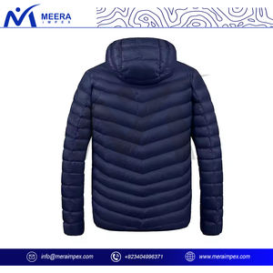 Chaqueta acolchada para hombre, a prueba de viento, resistente al agua con diseño de capucha, acolchado y dobladillo ajustable para clima frío - Product Image 3