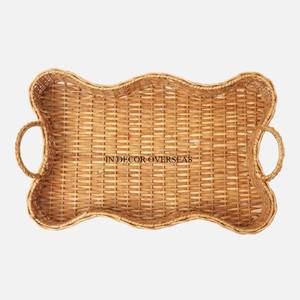 Centre de table en rotin de haute qualité, pièce maîtresse de table de luxe, plateau personnalisé avec poignées à un prix impressionnant, design unique et élégant - Product Image 1