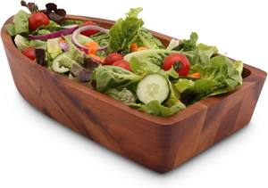 Bol de service en bois d'acacia, bol en bois en forme de bateau, bol en bois naturel, grand bol en bois, petit bol en bois, bol design - Product Image 4