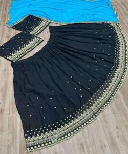 Prix de gros coton lourd feuille de soie impression Lehenga Choli beau vêtement ethnique Dupatta indien pakistanais tenue de réception - Product Image 3